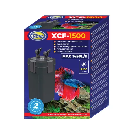 AquaNova XCF-1500 külső szűrő - töltettel és 9W UVC lámpával