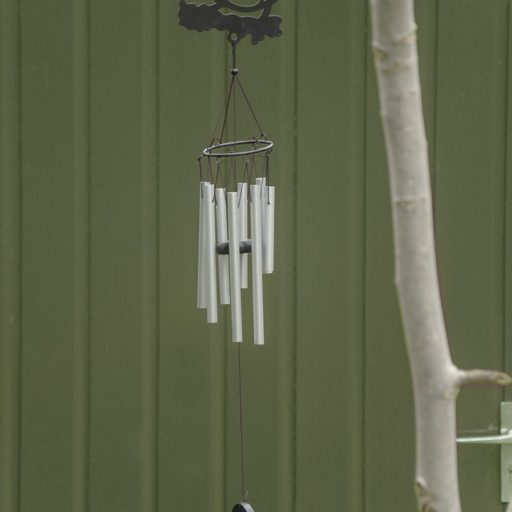 Szélcsengő fém - fekete madaras mintával - akasztható