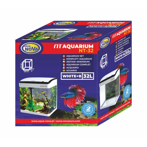 AquaNova Nano akvárium szett 32l - fehér alap - fekete perem