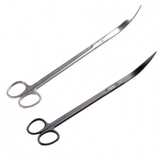 ISTA Akváriumi - Terráriumi növényvágó olló hajlított fém - 25 cm (matt fekete)