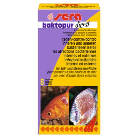 Sera Baktopur Direct akváriumi gyógykészítmény - 8 tabletta - (bakteriális fertőzésekre)
