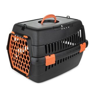   Happet Teddy S - kisállat szállító box - 50x33x33cm - fekete - narancsárga