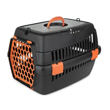 Happet Teddy S - kisállat szállító box - 50x33x33cm - fekete - narancsárga