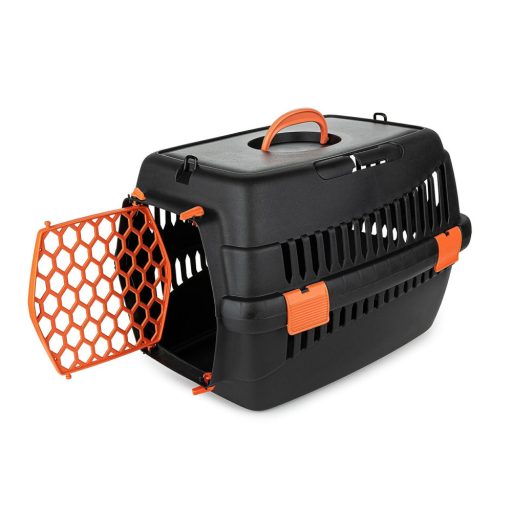 Happet Teddy S - kisállat szállító box - 50x33x33cm - fekete - narancsárga