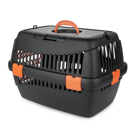 Happet Teddy S - kisállat szállító box - 50x33x33cm - fekete - narancsárga