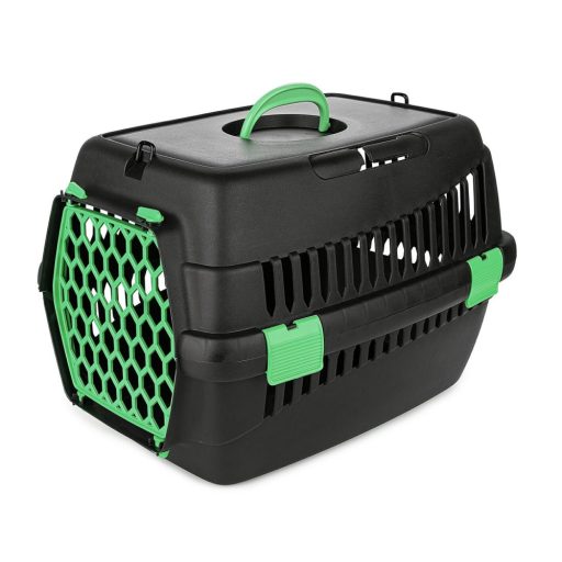 Happet Teddy S - kisállat szállító box - 50x33x33cm - fekete - zöld