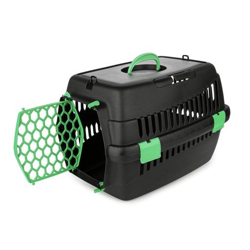Happet Teddy S - kisállat szállító box - 50x33x33cm - fekete - zöld