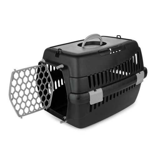 Happet Teddy S - kisállat szállító box - 50x33x33cm - fekete - világosszürke