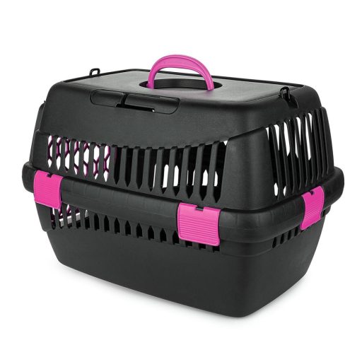 Happet Teddy S - kisállat szállító box - 50x33x33cm - fekete - pink