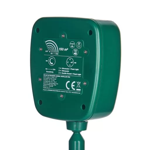 Swissinno Ultrahangos szolár, kutya-macska, nyest, nyúl riasztó PRO 150 m2 területre