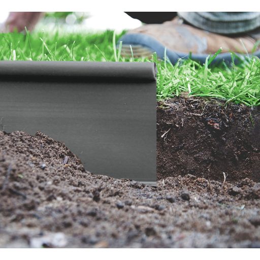 Bradas gyepszegély egyenes 12,5cm x 18m - szürke