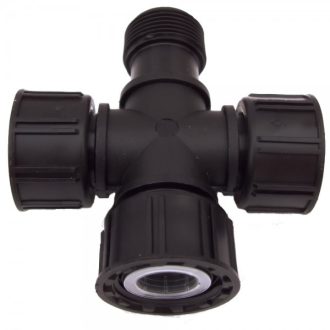 Szelepkötő kereszt idom 1"KM/3xHollander