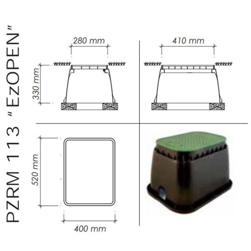 Rain EzOPEN Szelepakna Standard 52,5x39,5x33cm