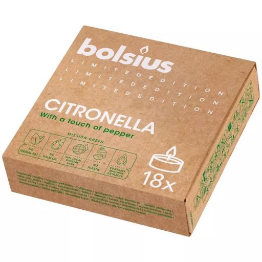 Bolsius szúnyogriasztó teamécses - citronellás - 18db