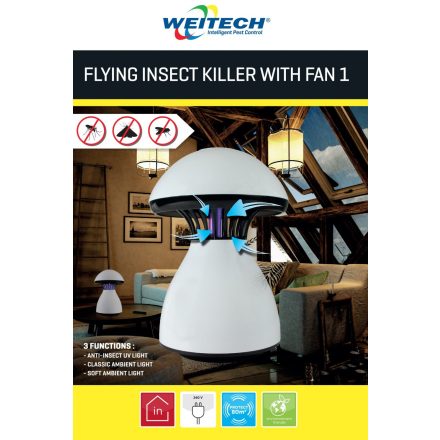 WEITECH ventilátoros UV LED szúnyog és légycsapda - 80m2