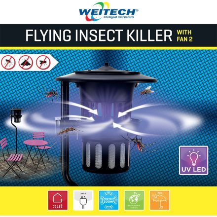 WEITECH kültéri ventilátoros UV LED szúnyog és légycsapda - 80m2