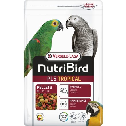Versele-Laga  NutriBird P15 Tropical - Fenntartó pellet trópusi gyümölcsökkel óriás papagájoknak - 1kg