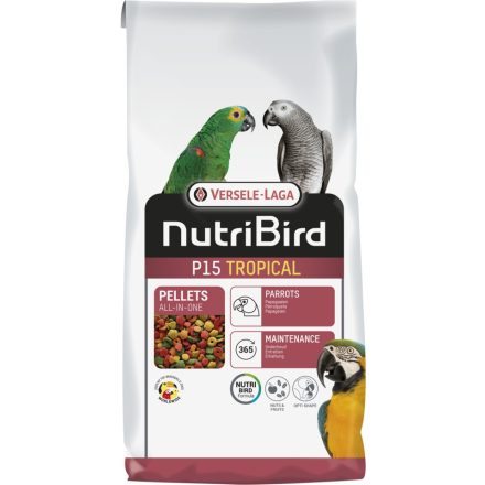 Versele-Laga  NutriBird P15 Tropical - Fenntartó pellet trópusi gyümölcsökkel óriás papagájoknak - 10kg